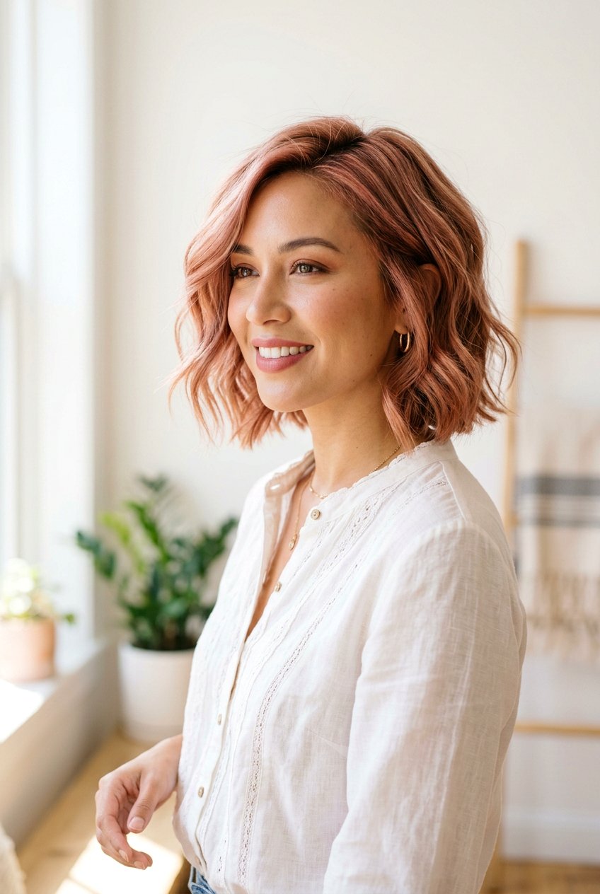 Rose Gold Bob - 20 hair color ideas for short bob hair - 20 hair color ideas for short bob hair