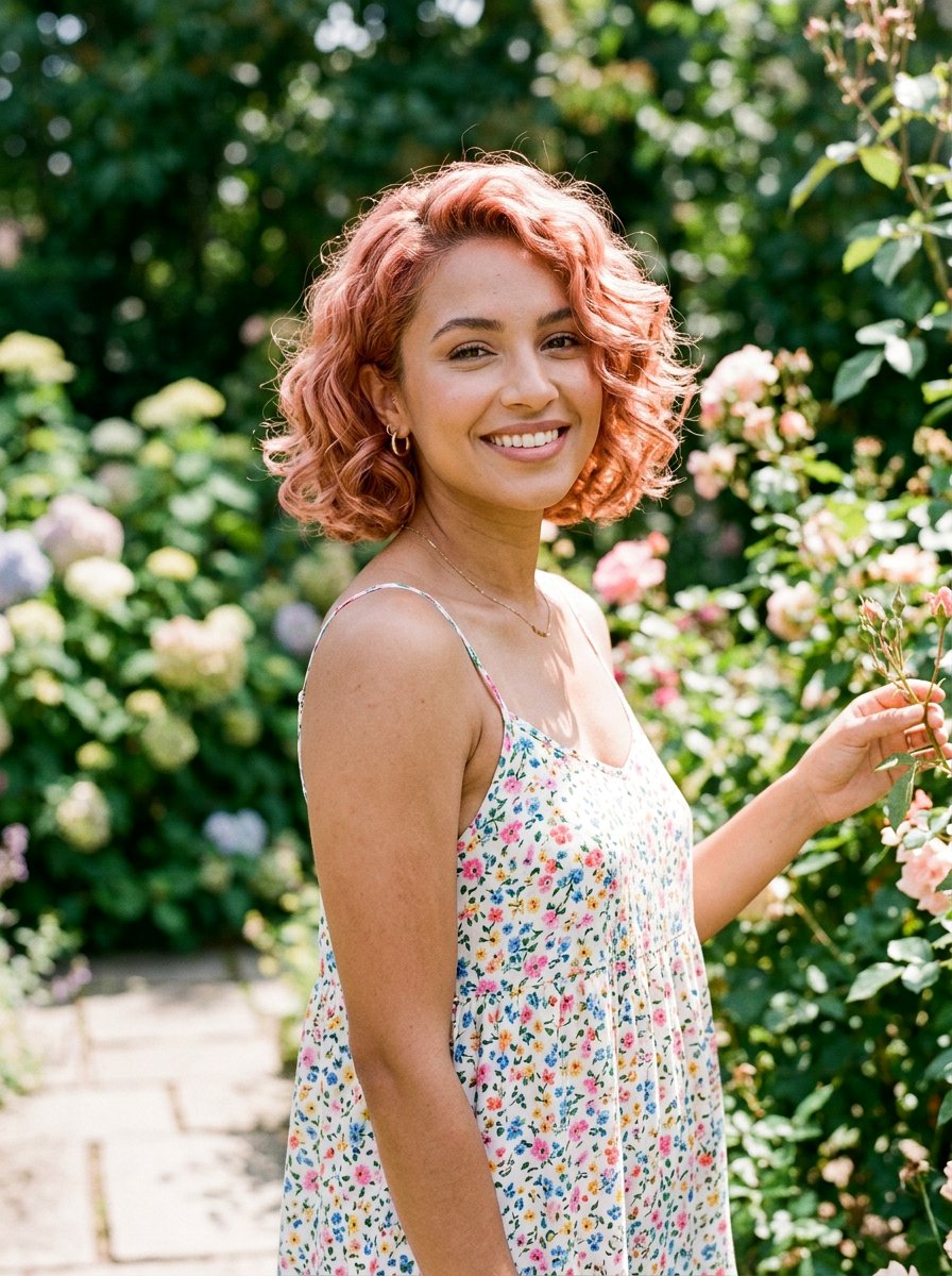 Rose Gold Copper Curly Bob - 20 copper curly bob color ideas - 20 copper curly bob color ideas