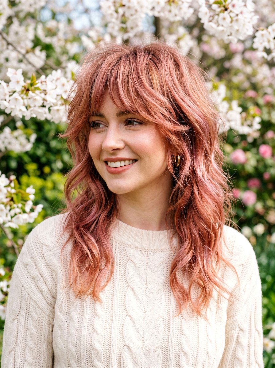 Rose Gold Copper Wolf Cut - 20 copper wolf cut color ideas - 20 copper wolf cut color ideas