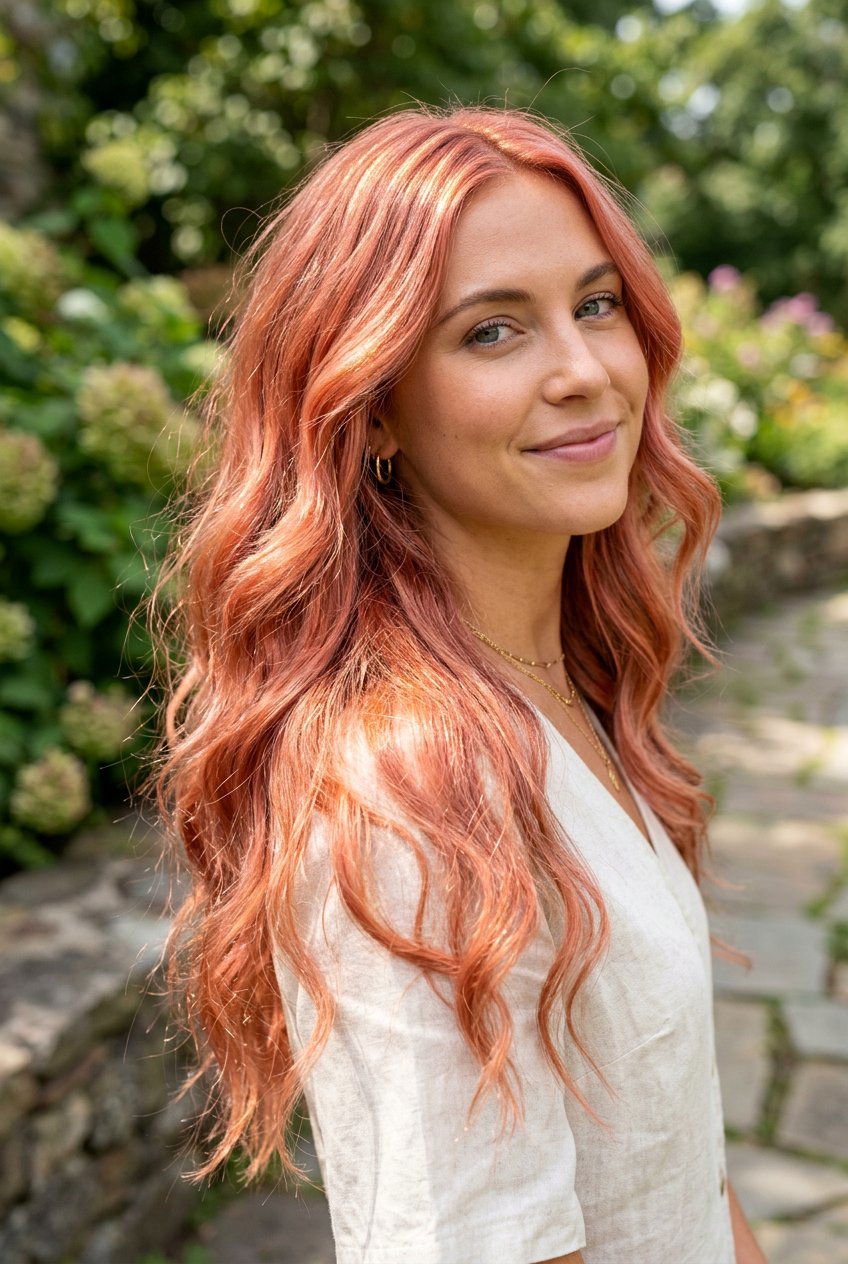 Rose Gold Coral Hair - 20 coral hair color ideas - 20 coral hair color ideas