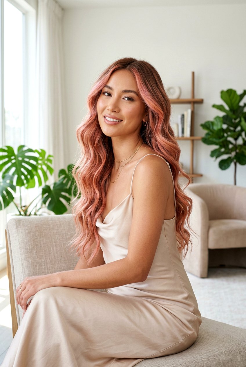 Rose Gold Coral Peach Balayage - 20 coral peach balayage - 20 coral peach balayage