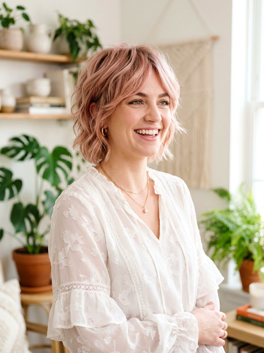 Rose Gold Dimensional Pixie - 20 dimensional pixie hair color ideas - 20 dimensional pixie hair color ideas