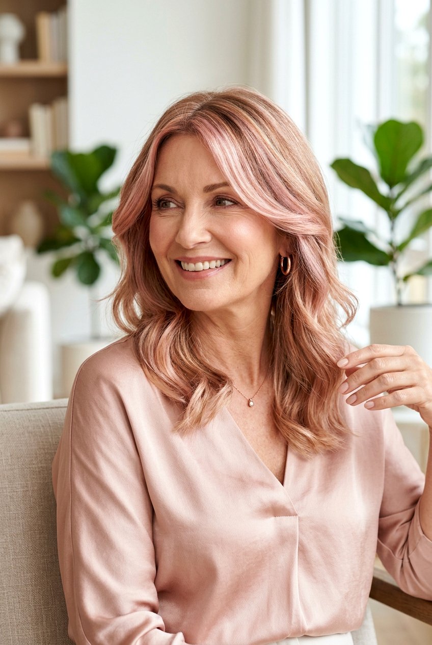 Rose Gold Face Framing - 20 face framing highlights for women over 50 - 20 face framing highlights for women over 50