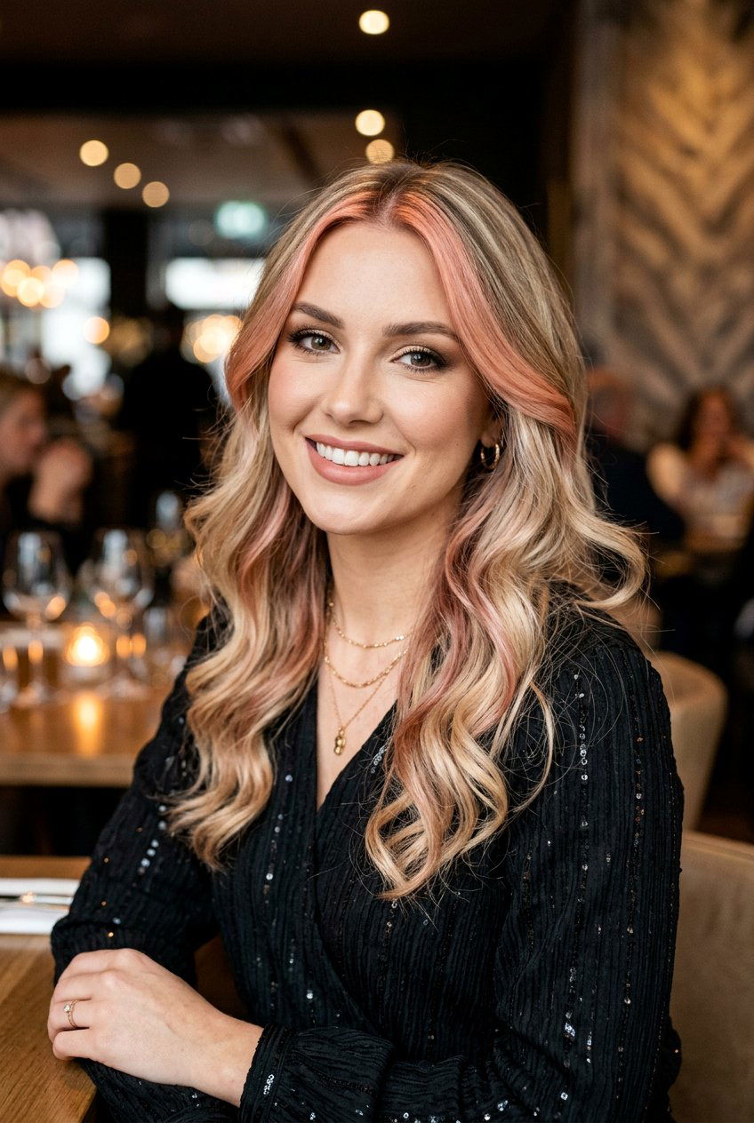Rose Gold Front Streak On Blonde Hair - 20 front streak hair color - 20 front streak hair color