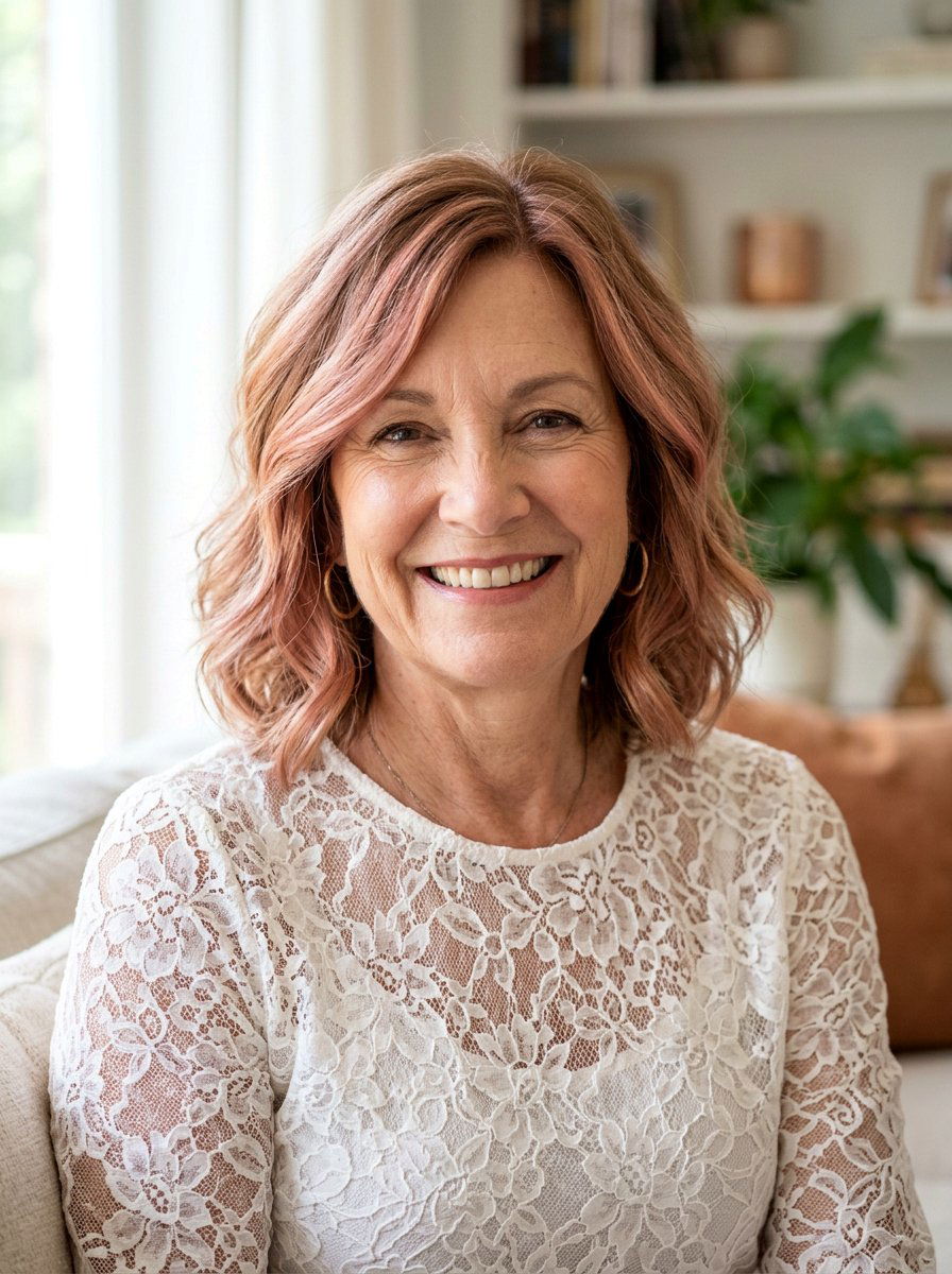 Rose Gold Highlights - 20 youthful hair color for older women - 20 youthful hair color for older women