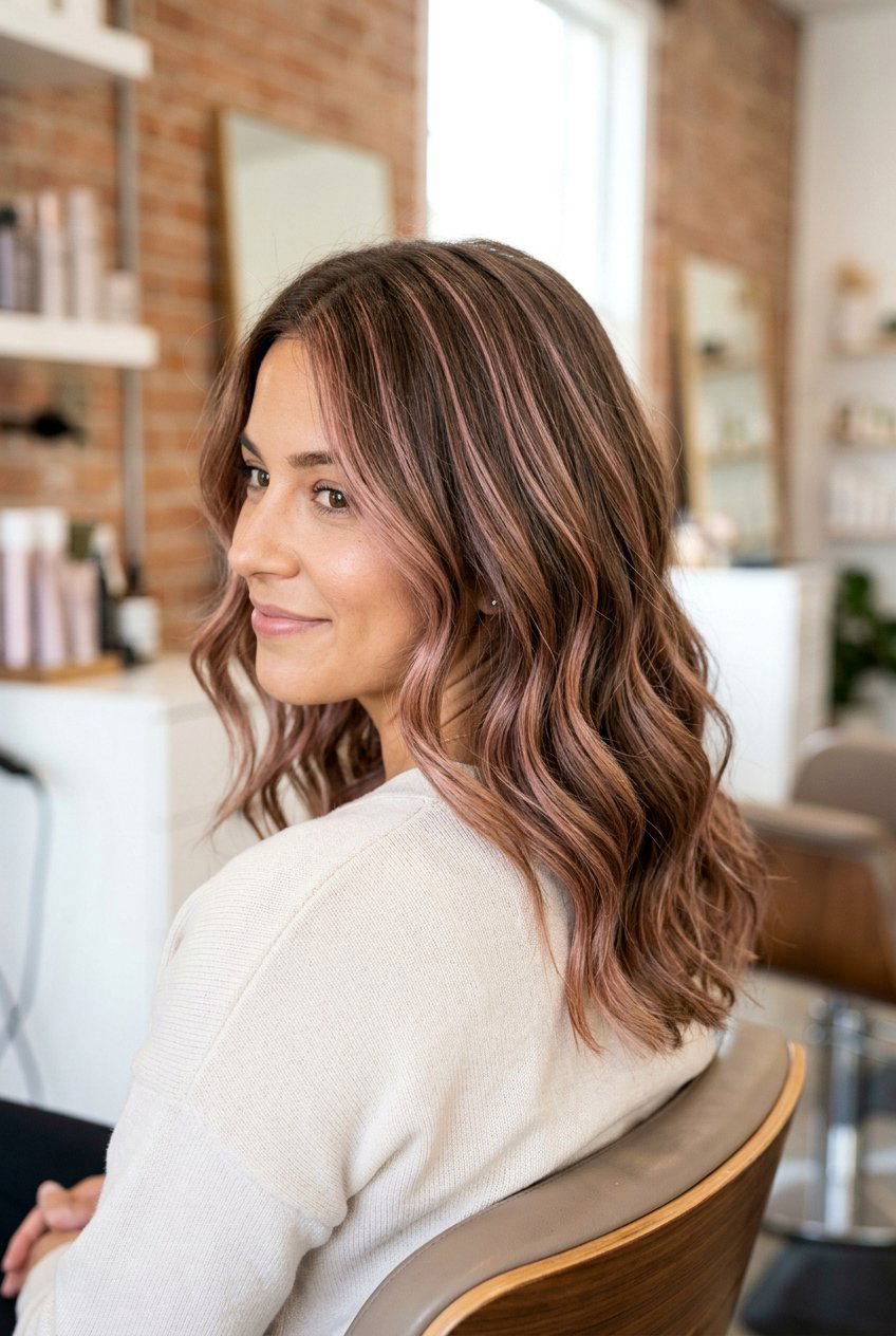 Rose Gold Highlights - 20 rose gold hair color - 20 rose gold hair color