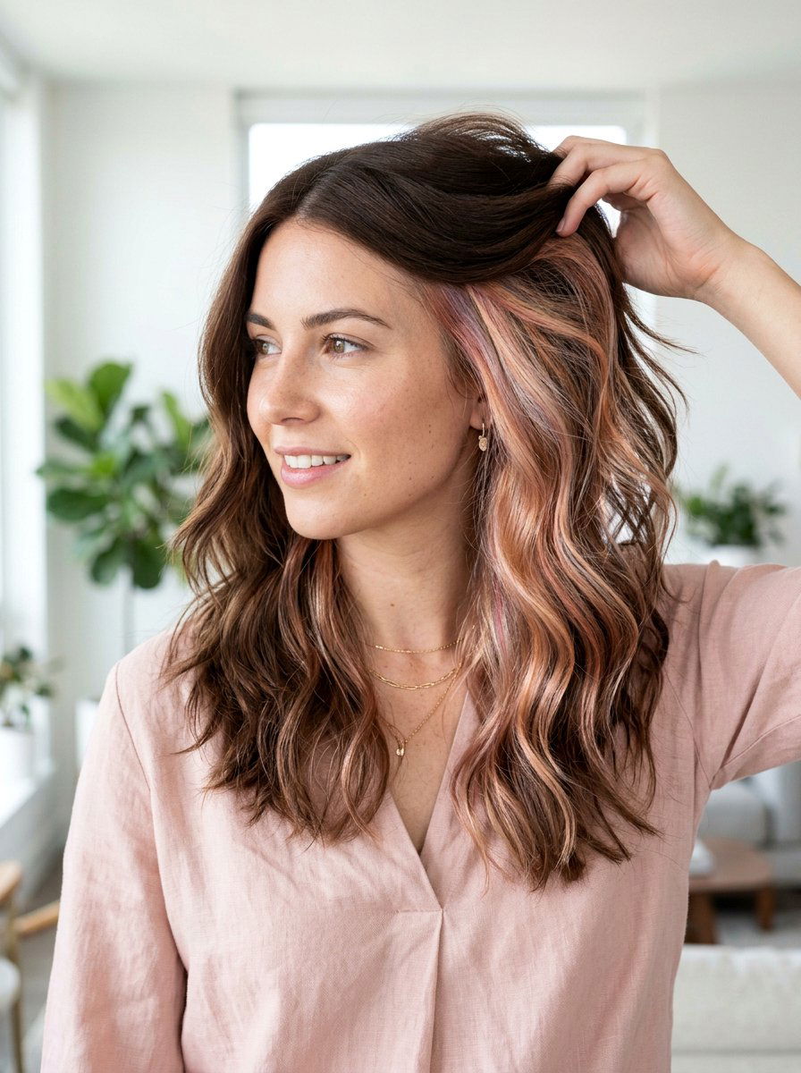 Rose Gold Holographic Peekaboo Highlights - 20 holographic peekaboo hair - 20 holographic peekaboo hair