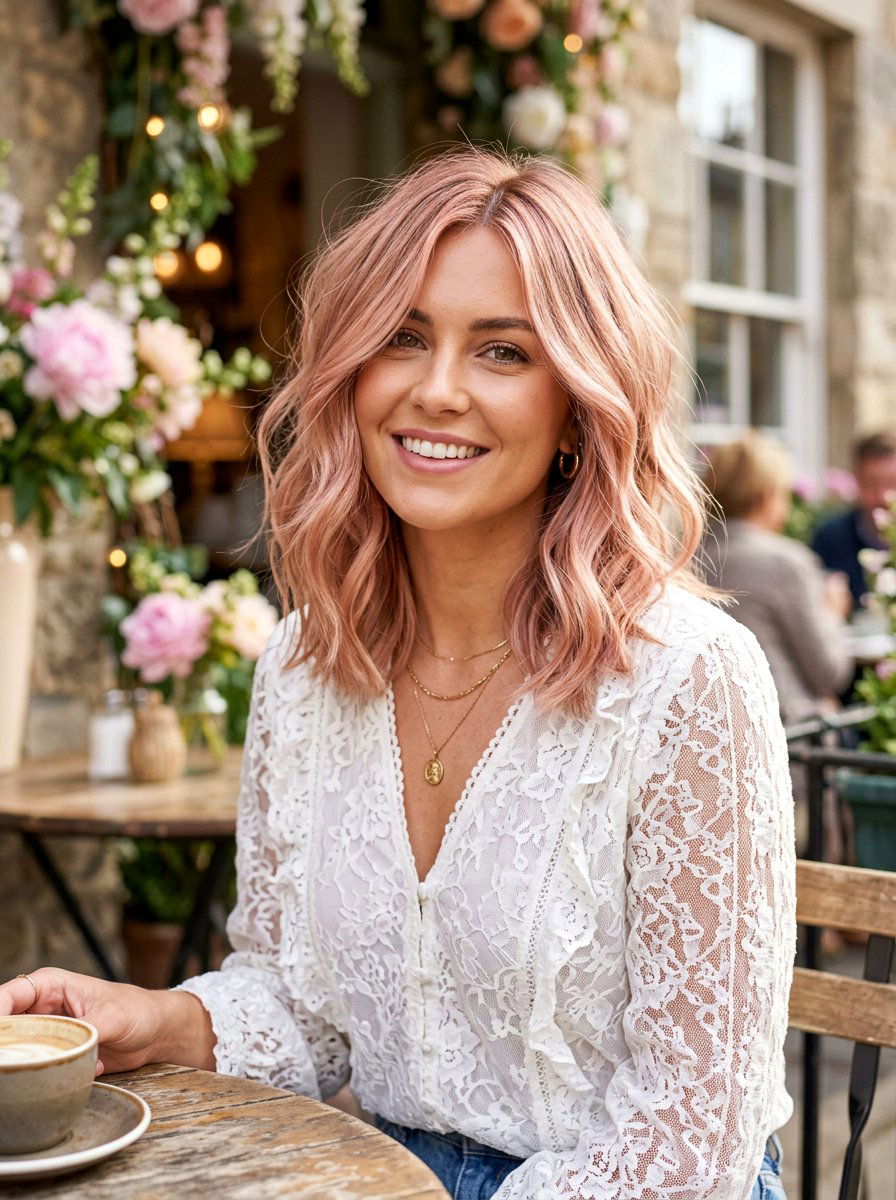 Rose Gold Layered Lob - 20 salon color ideas for layered lobs - 20 salon color ideas for layered lobs