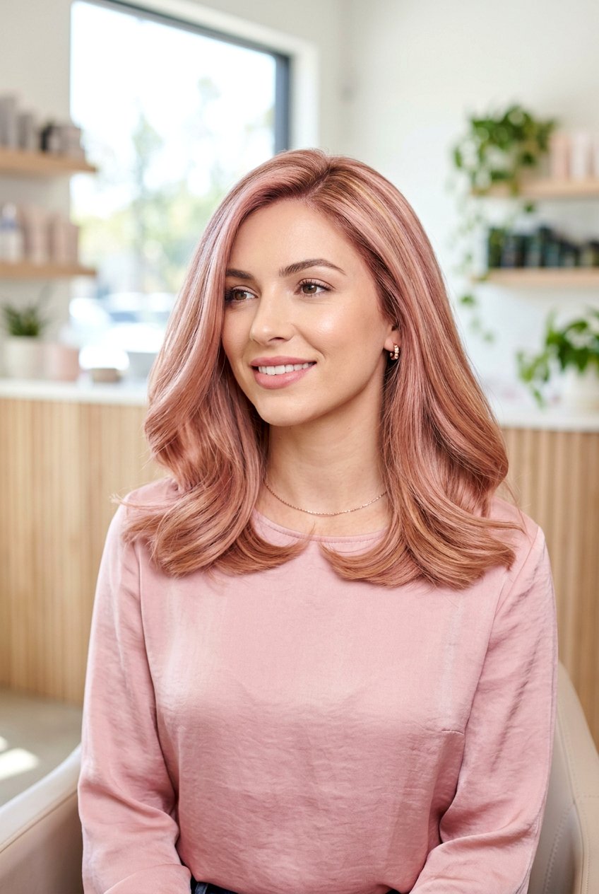Rose Gold Lob - 20 hair color ideas for lobs - 20 hair color ideas for lobs