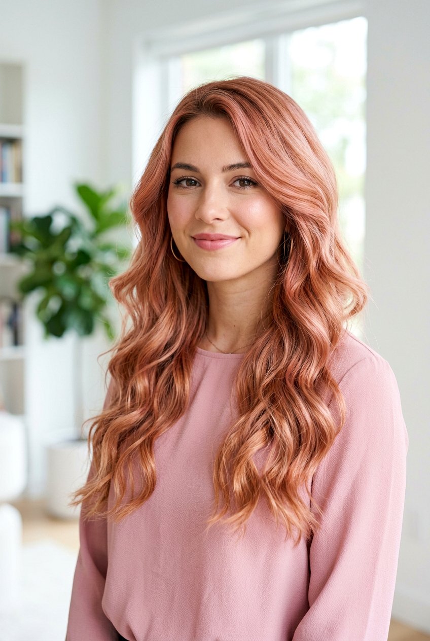 Rose Gold Long Layered Hair - 20 long layered hair color ideas - 20 long layered hair color ideas