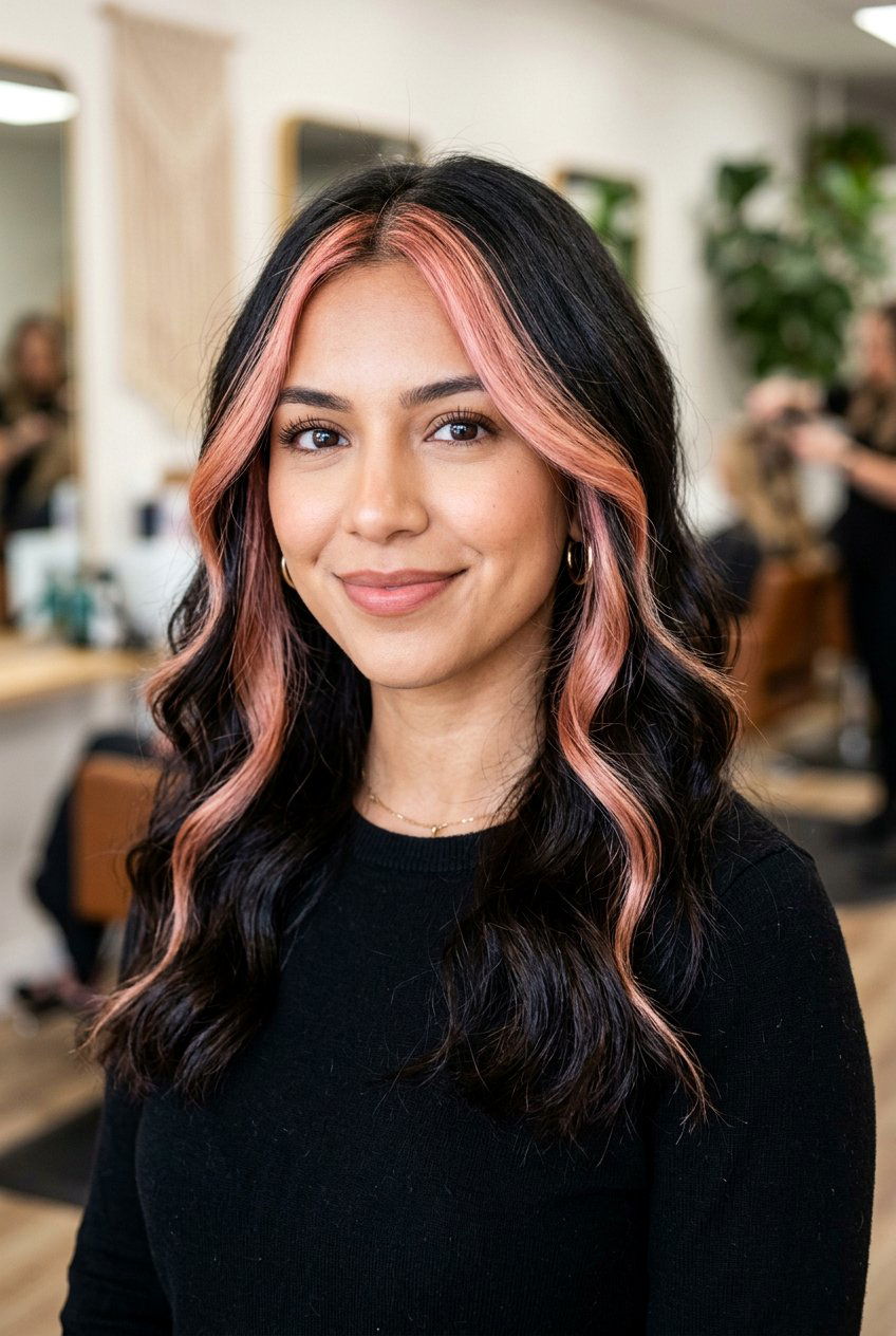 Rose Gold Money Piece - 20 rose gold hair color - 20 rose gold hair color