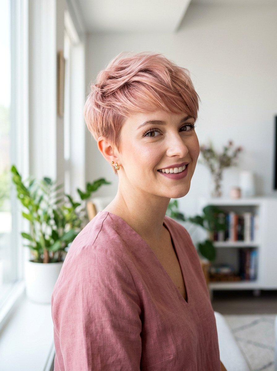 Rose Gold Pixie Cut - 20 salon color ideas for pixie cuts - 20 salon color ideas for pixie cuts