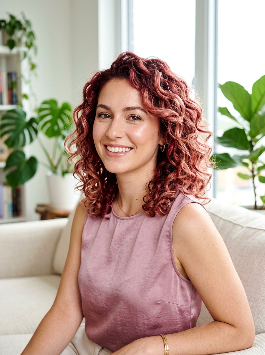 Rose Gold Red Curly Bob - 20 red curly bob color ideas - 20 red curly bob color ideas