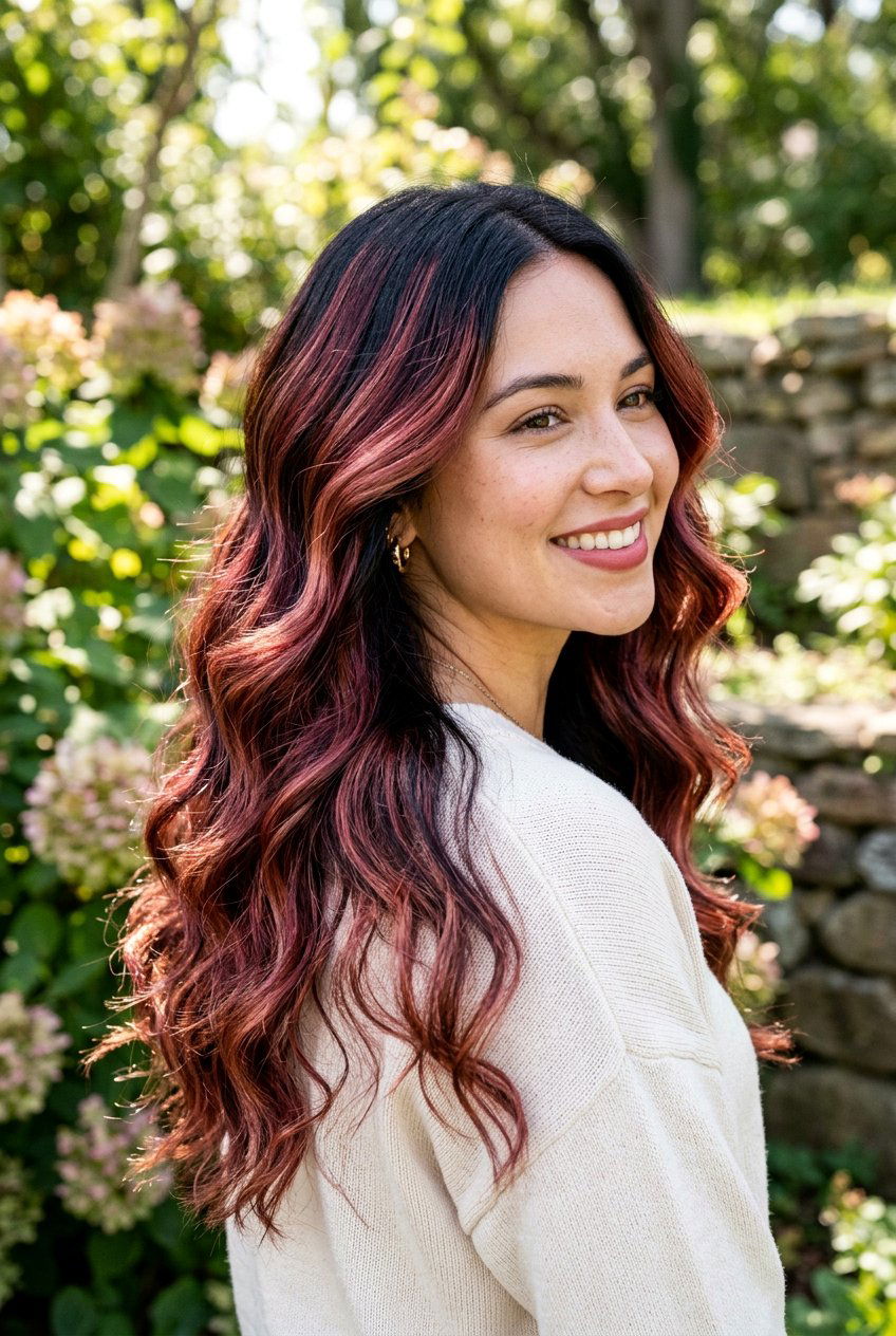 Rose Gold Red Highlights Black Hair - 20 black hair with red highlights - 20 black hair with red highlights