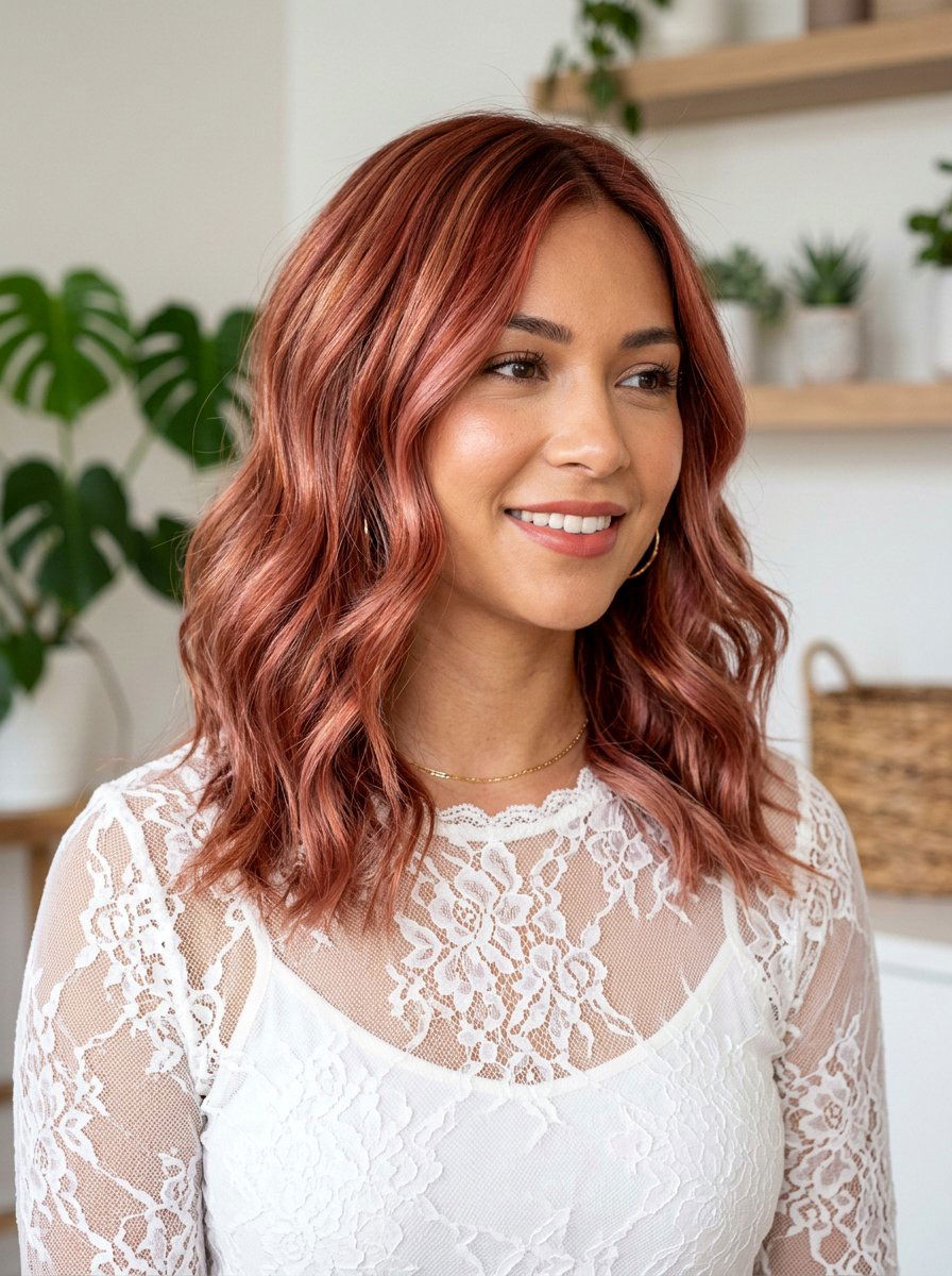 Rose Gold Red Lob Hair Color - 20 red lob hair color ideas - 20 red lob hair color ideas