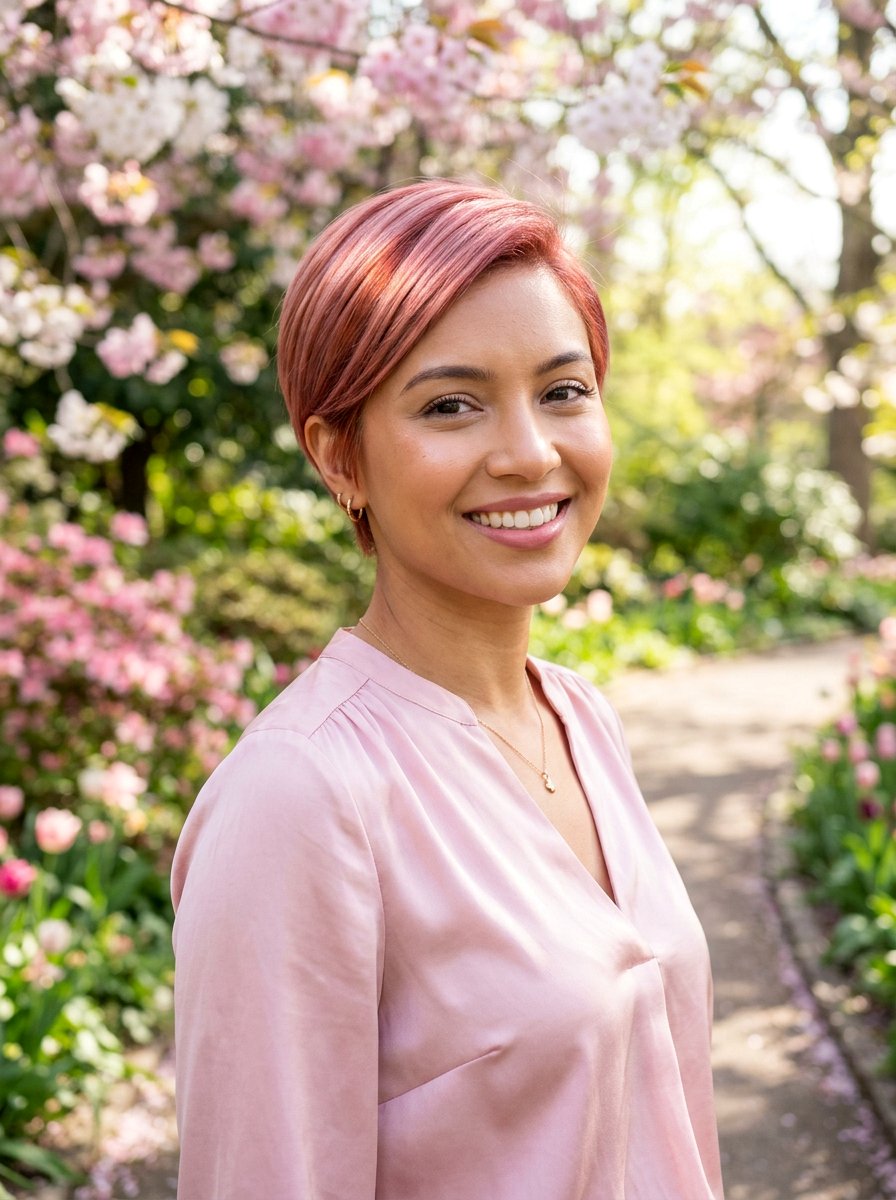 Rose Gold Red Pixie - 20 red pixie hair color ideas - 20 red pixie hair color ideas