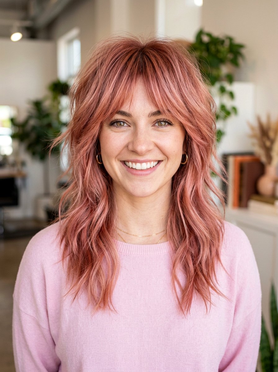 Rose Gold Red Shag - 20 red shag hair color ideas - 20 red shag hair color ideas