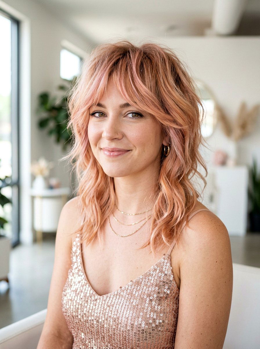 Rose Gold Shag Haircut - 20 salon color ideas for shag haircuts - 20 salon color ideas for shag haircuts