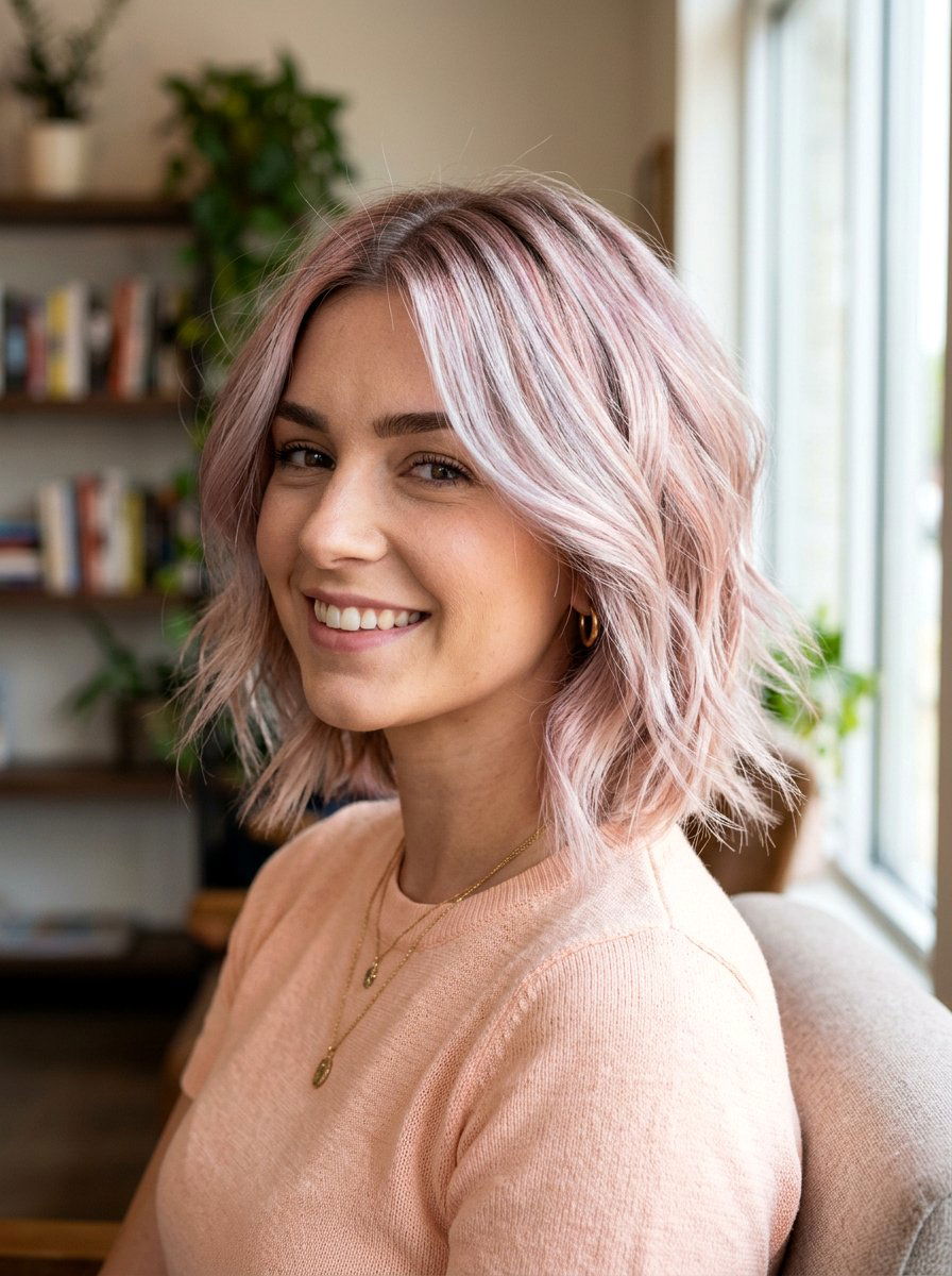 Rose Gold Silver Balayage Layered Bob - 20 silver balayage for layered bob - 20 silver balayage for layered bob