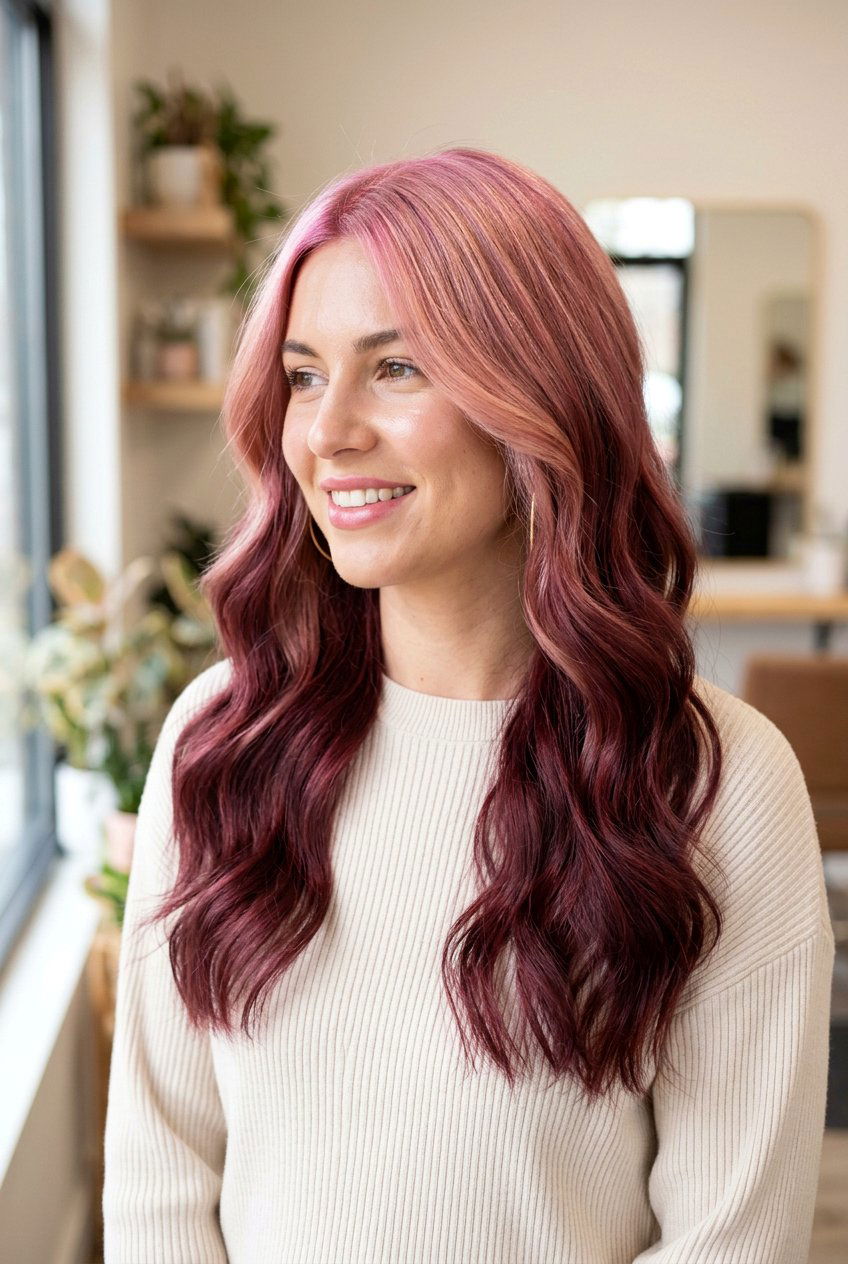 Rose Gold To Burgundy Reverse Ombre - 20 reverse ombre hair - 20 reverse ombre hair