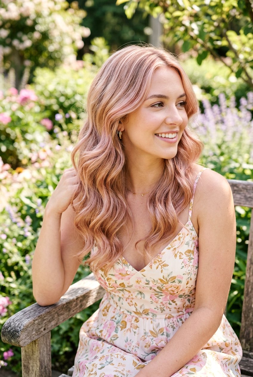 Rose Gold Waves On Blonde Hair - 20 best hair color ideas for roundup posts - 20 best hair color ideas for roundup posts