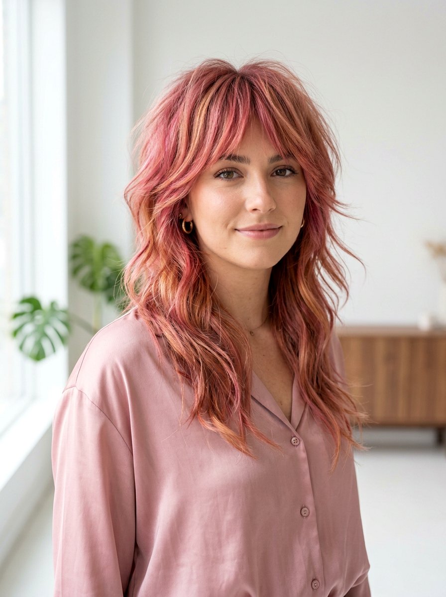 Rose Gold Wolf Cut - 20 wolf cut hair color ideas - 20 wolf cut hair color ideas