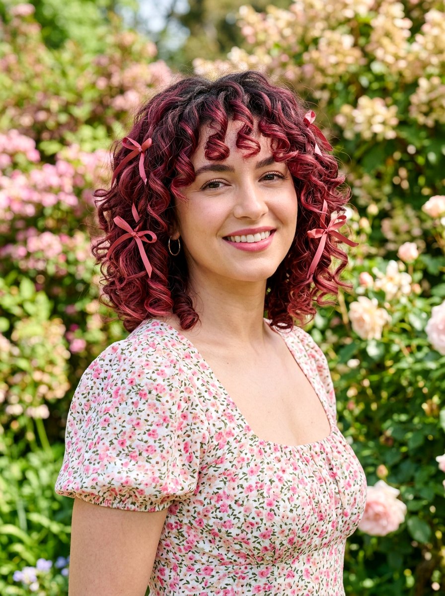 Rose Red Balayage Curly Bob - 20 red balayage for curly bob - 20 red balayage for curly bob