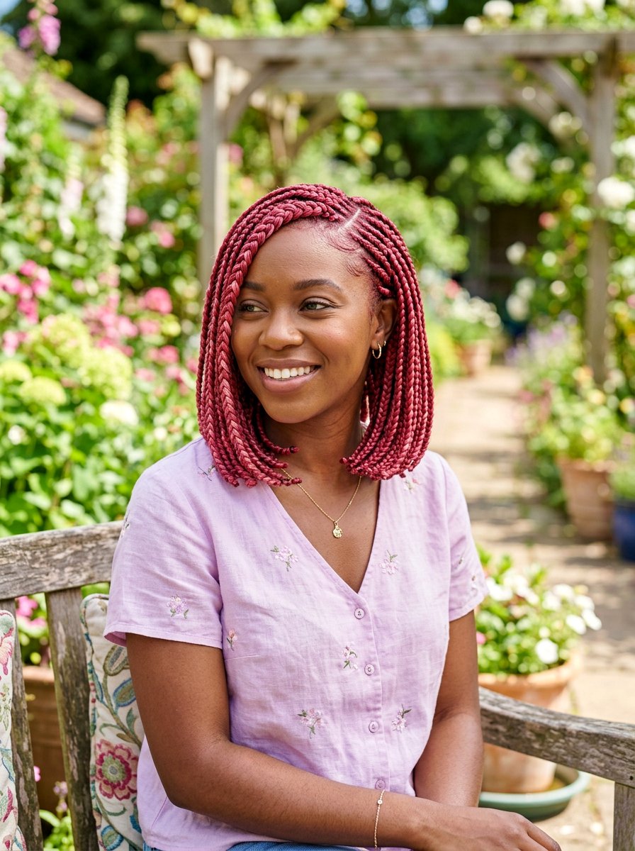 Rose Red Braided Bob - 20 red bob hair color ideas - 20 red bob hair color ideas