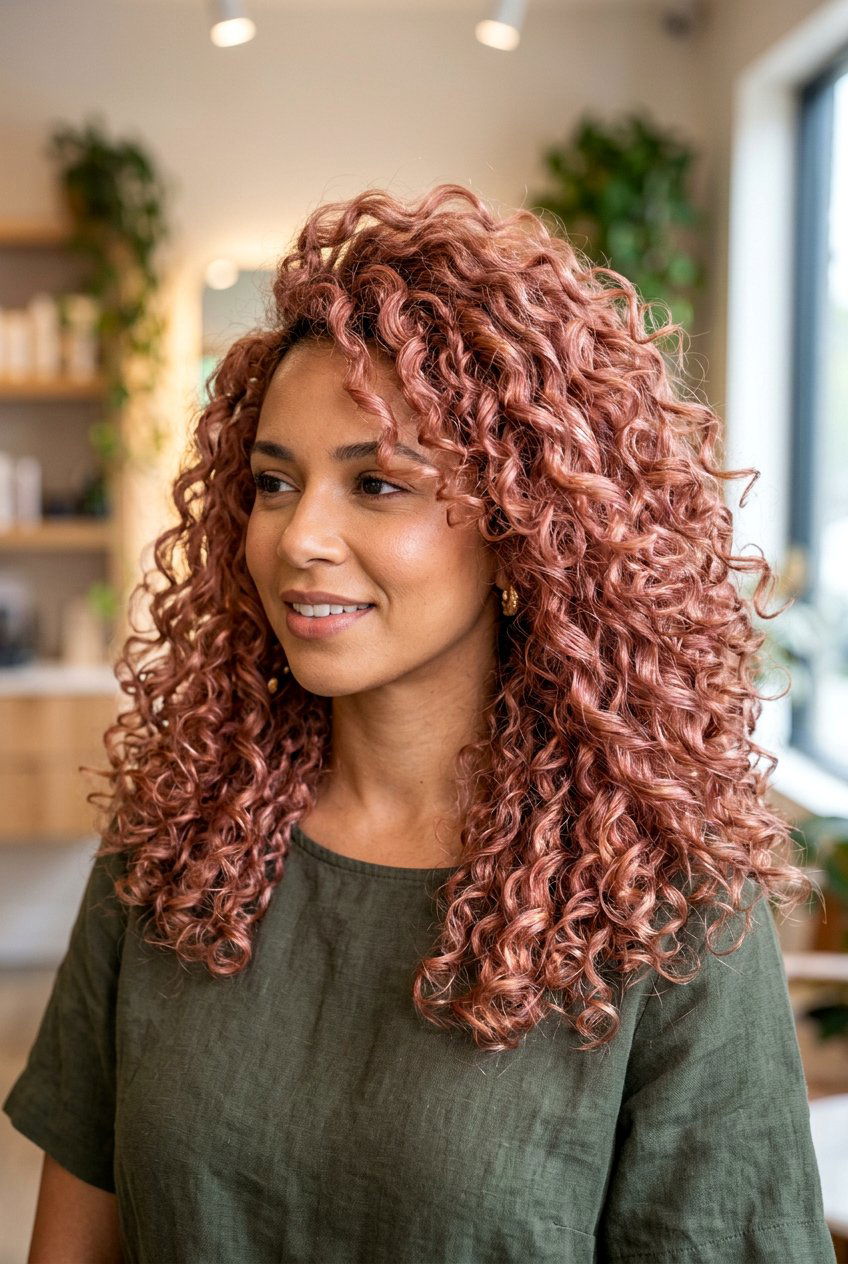 Rose gold curly hair - 20 hair color ideas for curly hair - 20 hair color ideas for curly hair