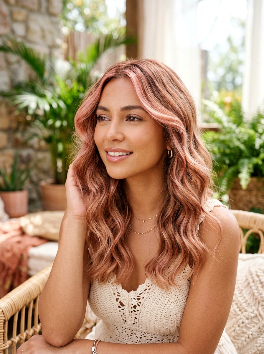 Rose gold money piece wavy hair - 20 rose gold money piece hair - 20 rose gold money piece hair