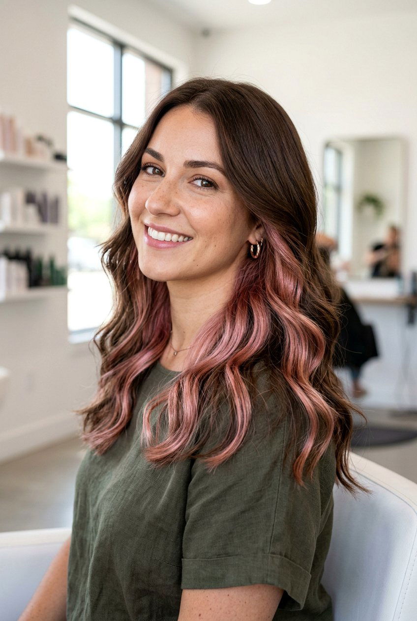 Rose gold underlights - 20 hidden color under hair - 20 hidden color under hair