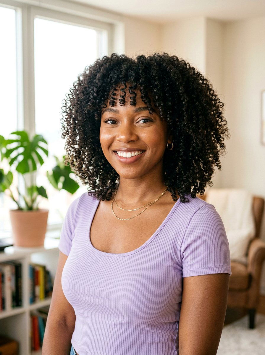 Round Curly Cut with Bangs - 20 round haircut for curly hair - 20 round haircut for curly hair