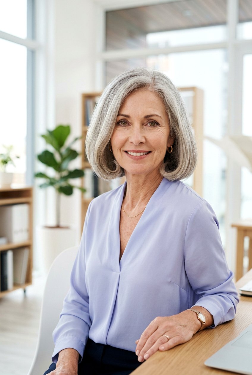 Round Shaped Medium Bob - 20 business hairstyle for women over 50 - 20 business hairstyle for women over 50