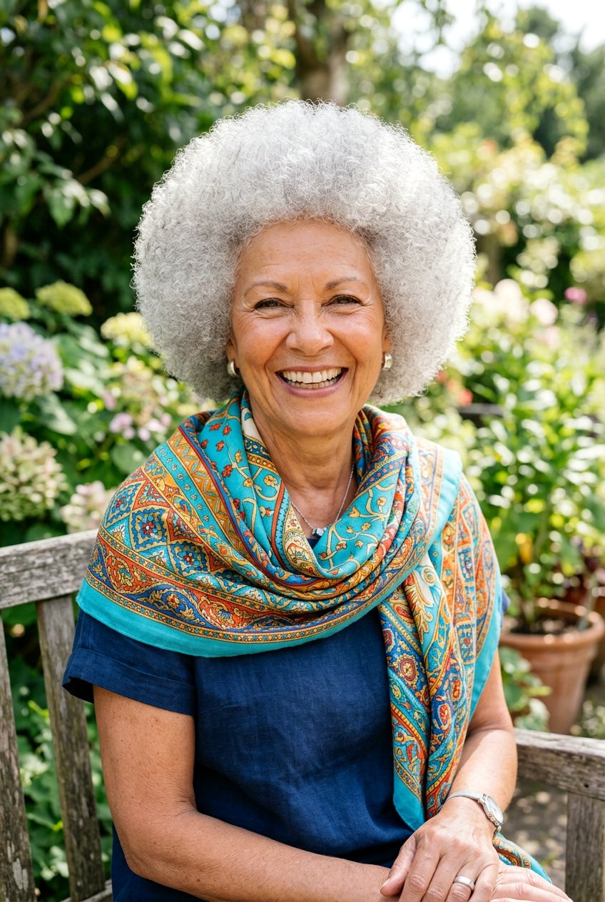Rounded Afro Haircut - 20 natural hairstyles for women over 60 - 20 natural hairstyles for women over 60