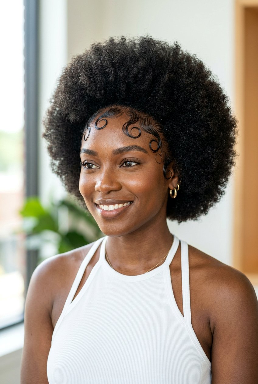 Rounded Afro with Defined Edge Styling - 20 rounded afro haircut for black women - 20 rounded afro haircut for black women