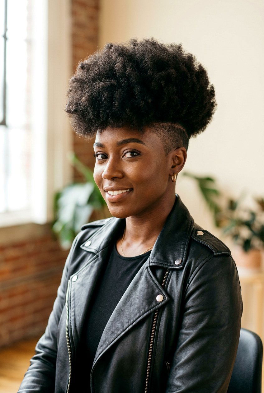 Rounded Afro with Undercut - 20 rounded afro haircut for black women - 20 rounded afro haircut for black women