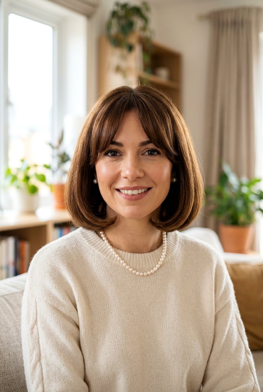 Rounded Bob With Curtain Bangs - 20 curtain bangs with bob for mature women - 20 curtain bangs with bob for mature women