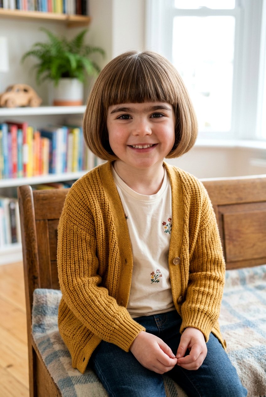 Rounded Bob With Heavy Bangs - 20 little girls haircut ideas with bangs - 20 little girls haircut ideas with bangs