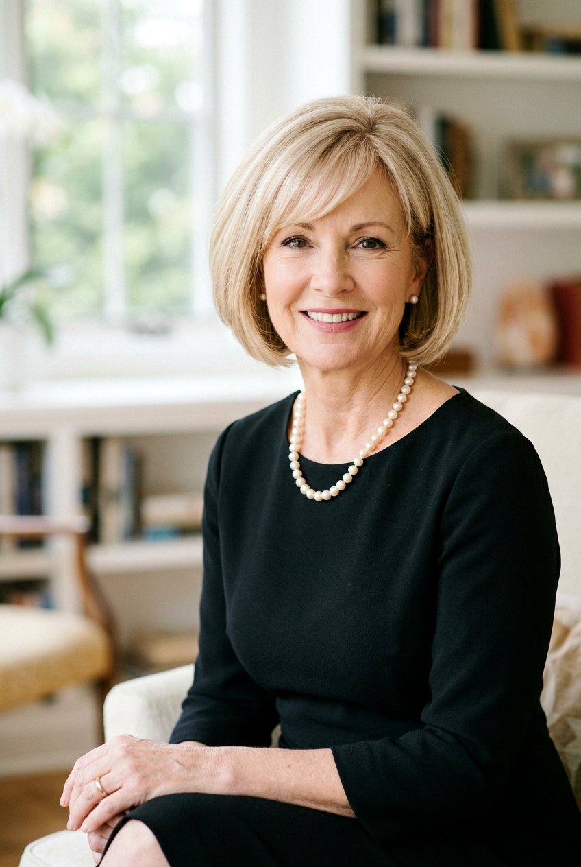 Rounded Bob With Side Swept Fringe - 20 side swept fringe for women over 50 - 20 side swept fringe for women over 50