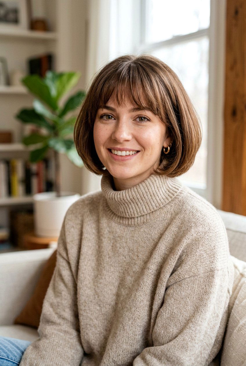 20 Stunning Mom Shoulder Length Haircut With Bangs Ideas