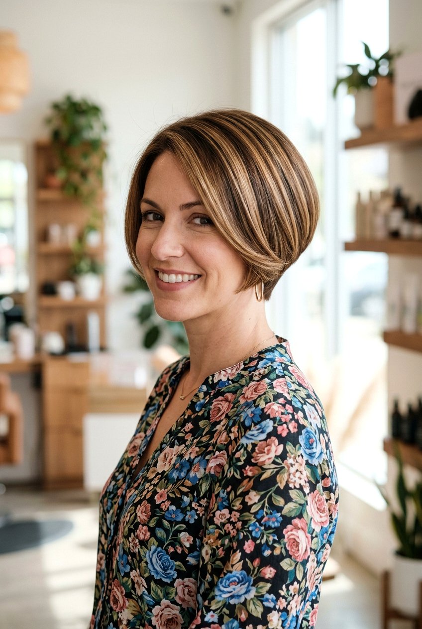 Rounded Bob With Tapered Nape - 20 modern mom haircut for thick hair - 20 modern mom haircut for thick hair