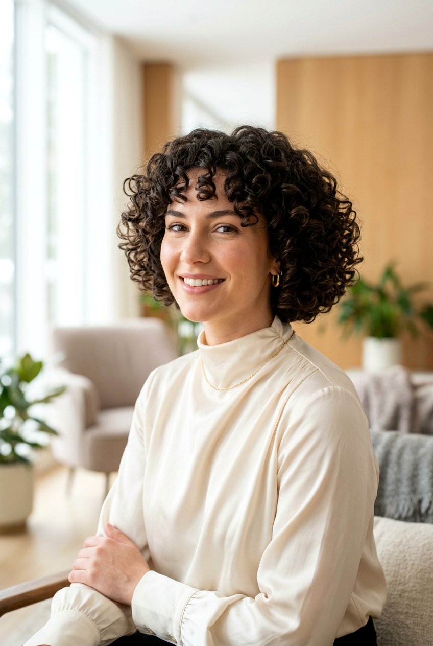 Rounded Curly Bob Haircut - 20 low maintenance haircut for mature curls - 20 low maintenance haircut for mature curls