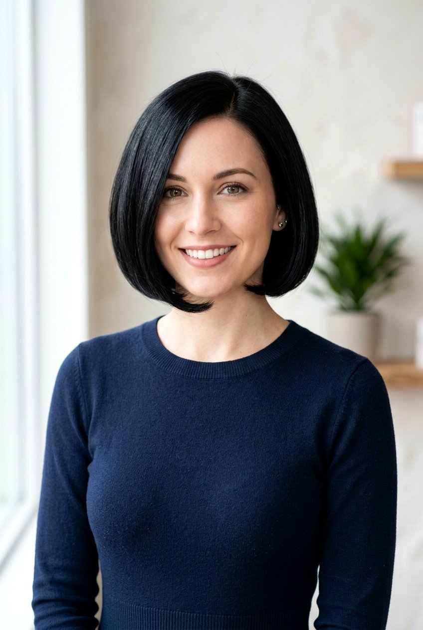 Rounded Glossy Black Bob - 20 glossy black bob haircut - 20 glossy black bob haircut