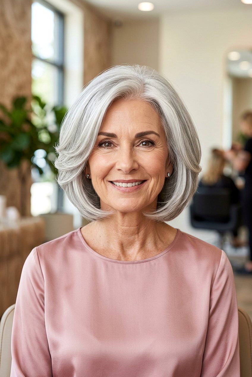 Rounded Layered Bob - 20 layered haircut for women over 60 with thin hair - 20 layered haircut for women over 60 with thin hair