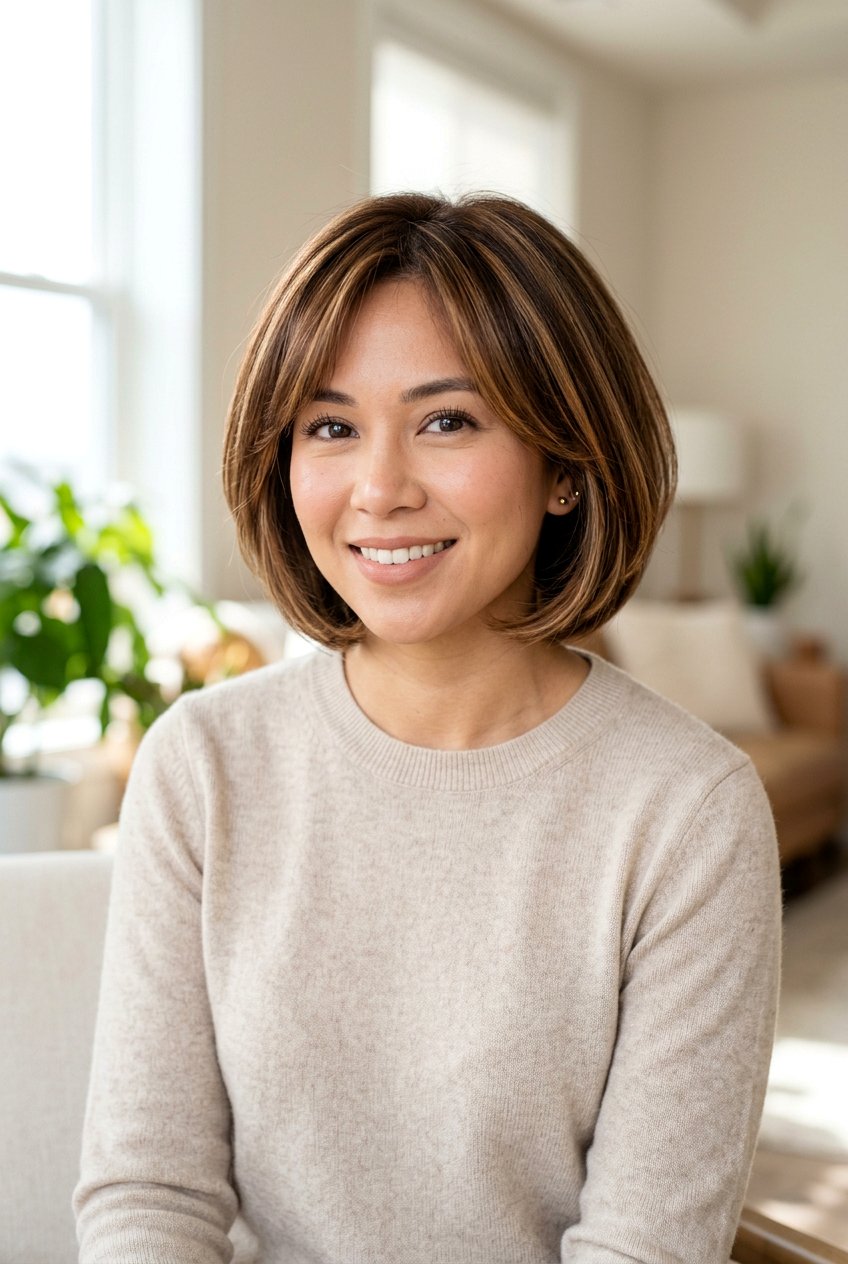 Rounded Layered Bob - 20 wash and wear haircut for moms - 20 wash and wear haircut for moms
