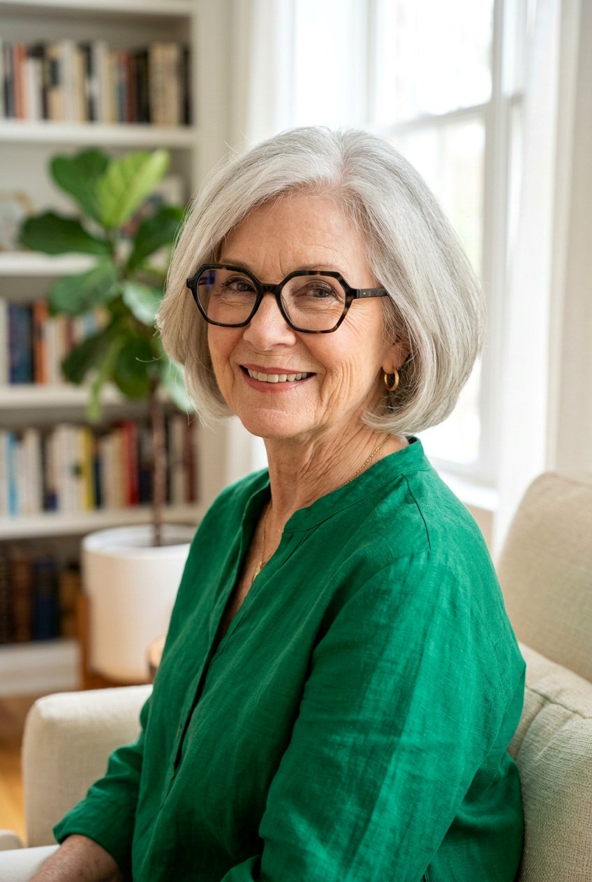 Rounded Layered Bob - 20 layered haircut for women over 70 with glasses - 20 layered haircut for women over 70 with glasses