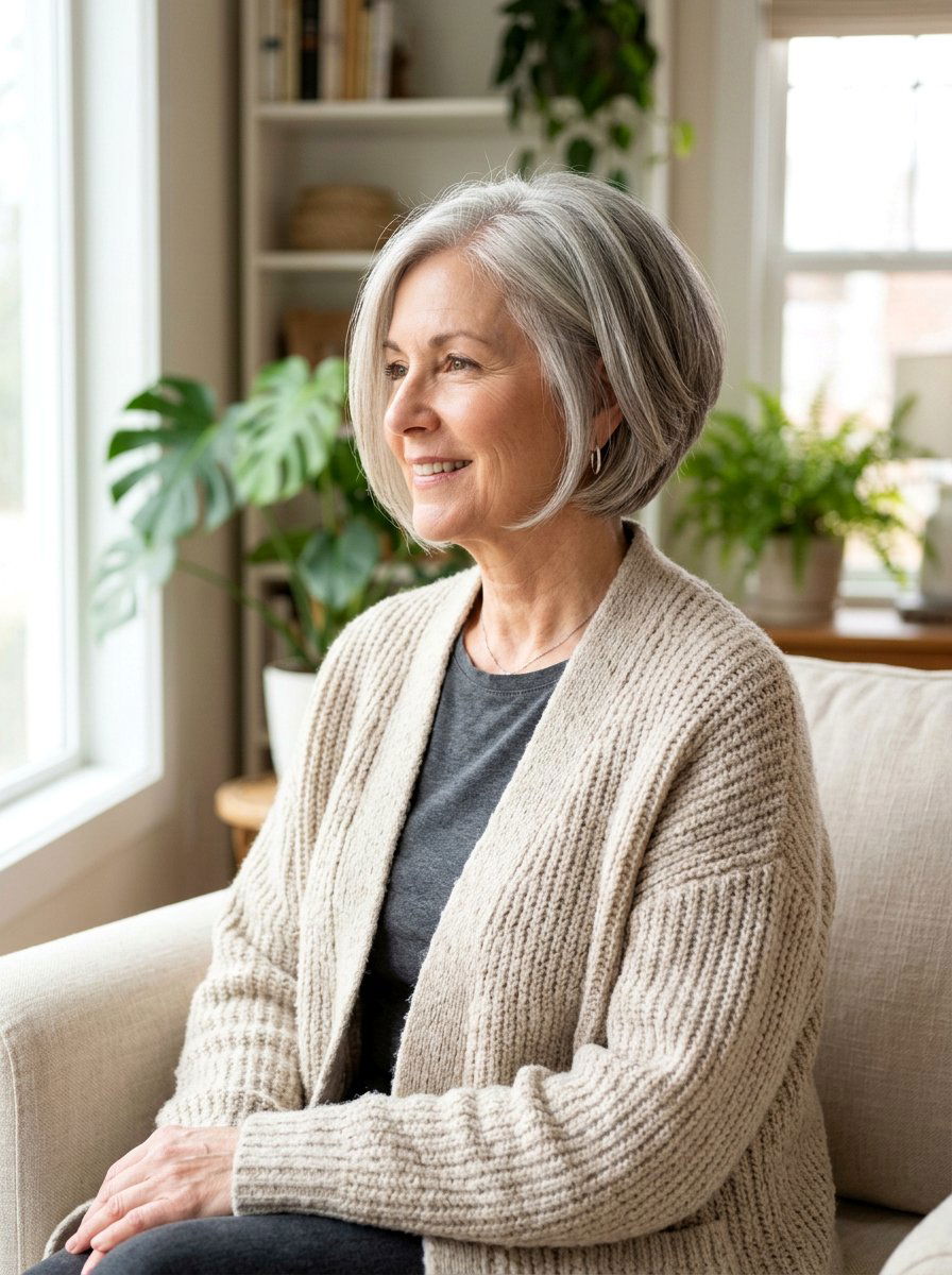 Rounded Stacked Bob - 20 stacked bob for fine gray hair - 20 stacked bob for fine gray hair