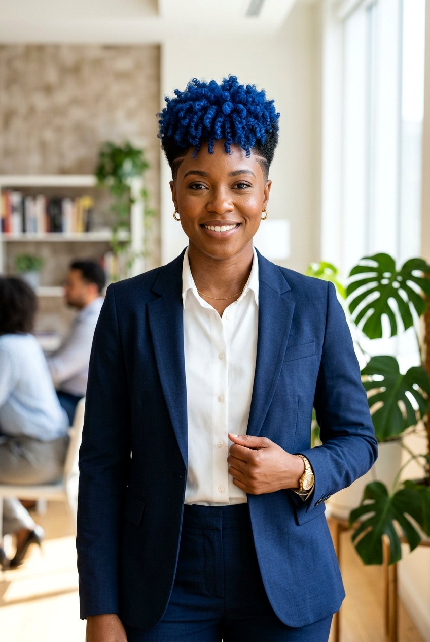 Royal Blue Tapered Fro - 20 tapered fro with color for women - 20 tapered fro with color for women