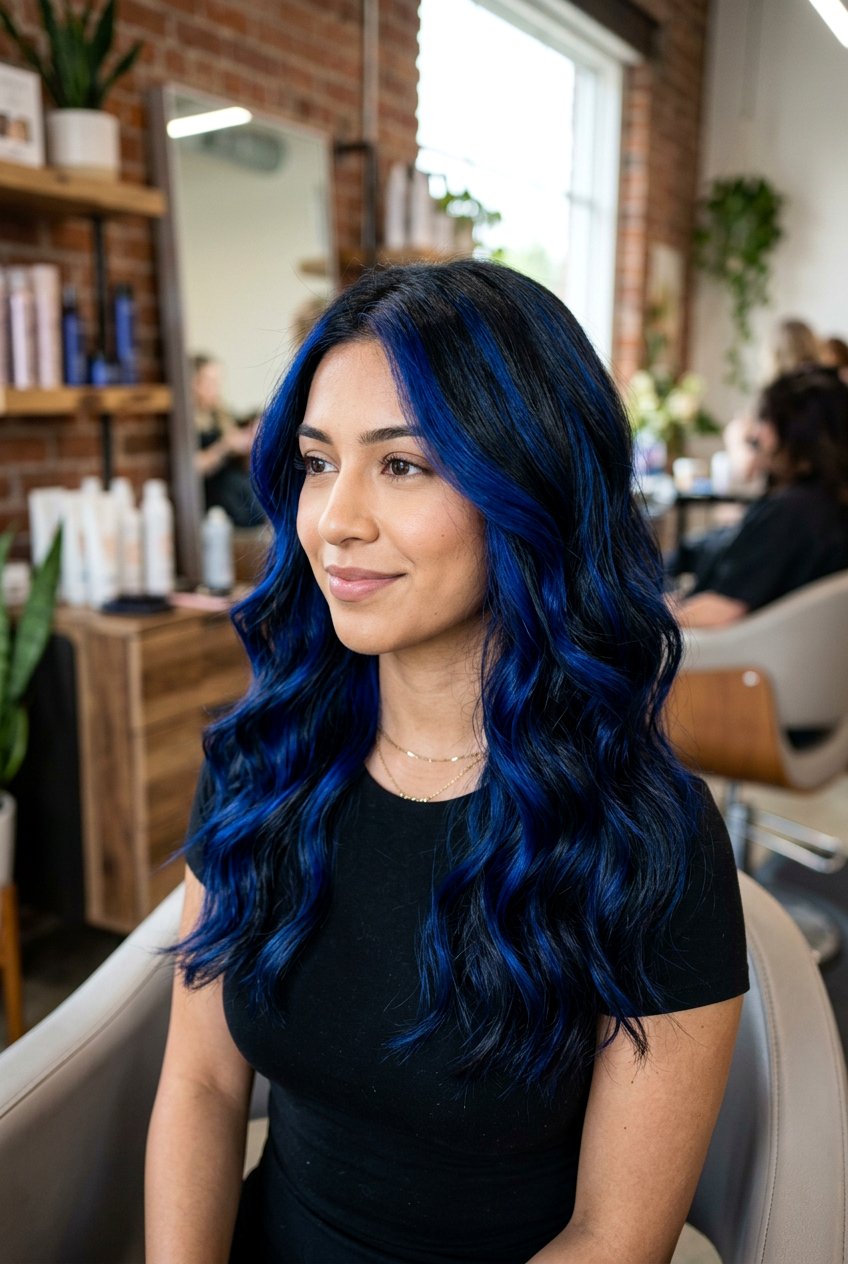 Royal blue highlights black hair - 20 black hair with blue highlights - 20 black hair with blue highlights