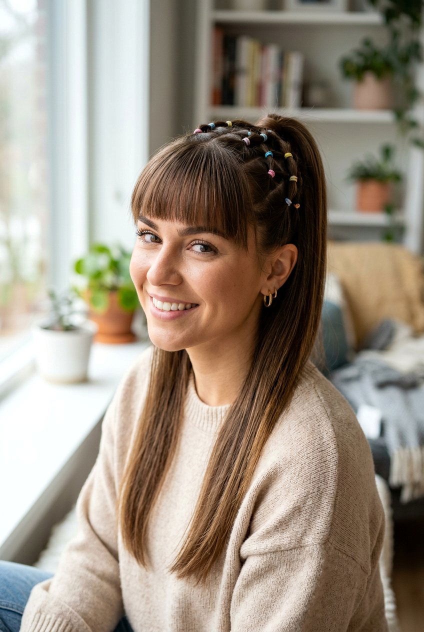 Rubber Band Ponytail With Bangs - 20 rubber band ponytail styles - 20 rubber band ponytail styles